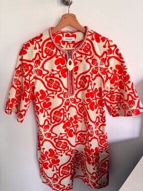 Rodebjer Red and Cream Mini Dress